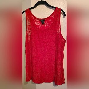 TORRID Size:1 Red Floral Lace Sleeveless Tank/Blouse